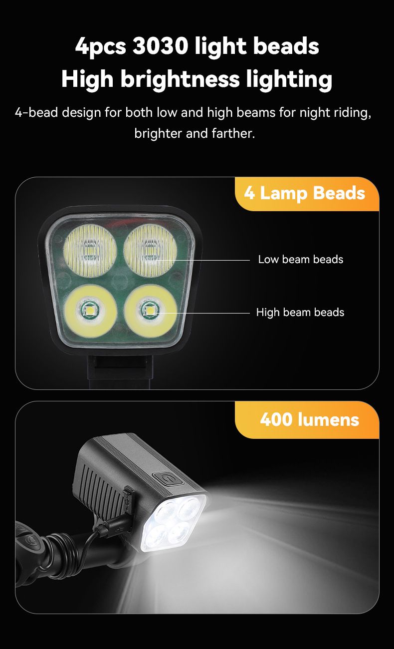 Luz de bocina para faro de bicicleta, luz de ciclismo nocturna con carga USB y bocina eléctrica, luz de bicicleta de montaña_voghion.com