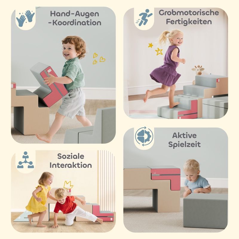 2-teiliges Weiches Spielblöcke-Set für Kleinkinder, Bunt, Kunstleder, Schaumstoff_voghion.com