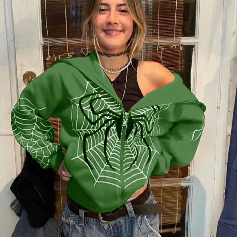 Felpa con cerniera a ragnatela da uomo, felpa casual alla moda da donna, giacca in pile primaverile e autunnale_voghion.com