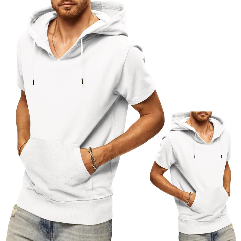 2023 New Large Sport Casual Sleeveless Men's Hooded Vest Loose Short Sleeve Sweetheart_voghion.com