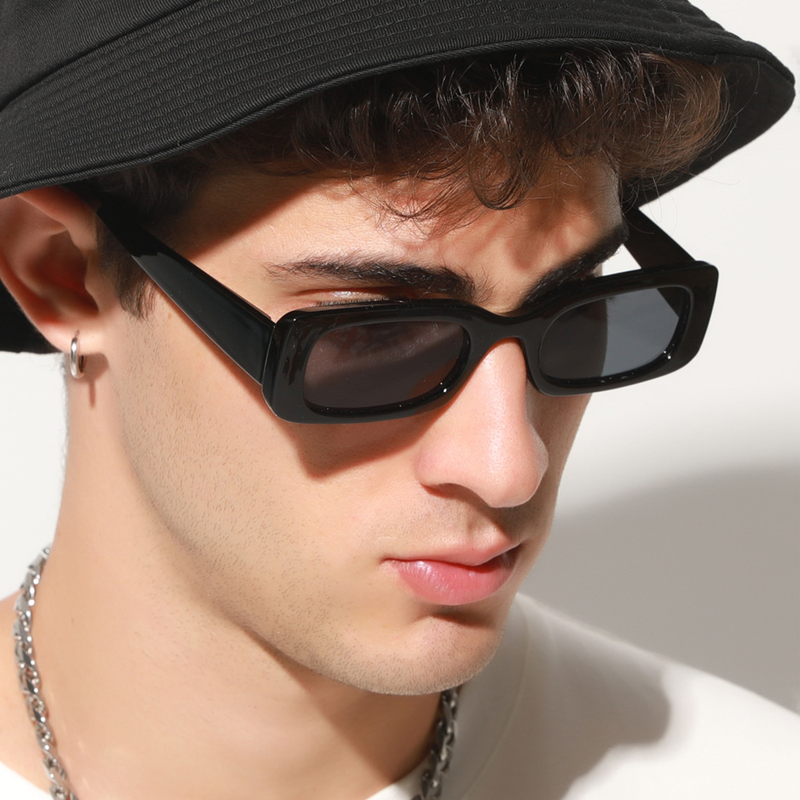 Occhiali da sole unisex retrò con montatura piccola e quadrata per uomo e donna, occhiali da sole semplici e alla moda da strada._voghion.com