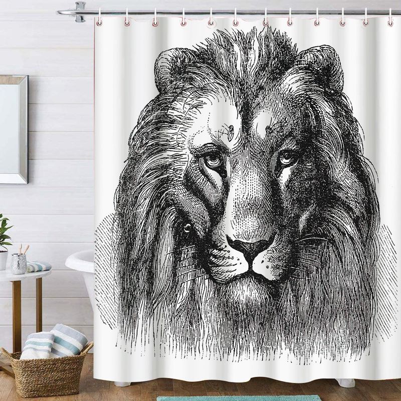 Cross-Border Hot-Selling Digital Printing Polyester Waterproof Anti-Fog Shower No-Drill Set Bathroom Curtain_voghion.com