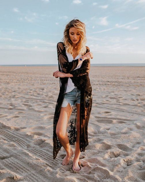 Women's Clothing New Mesh Embroidery Sunscreen Long Beach Vacation Blouse_voghion.com