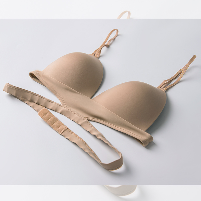 Biancheria intima di bellezza a forma di U per donna con schiena scoperta e collo invisibile, coppa triangolare francese, superficie liscia_voghion.com