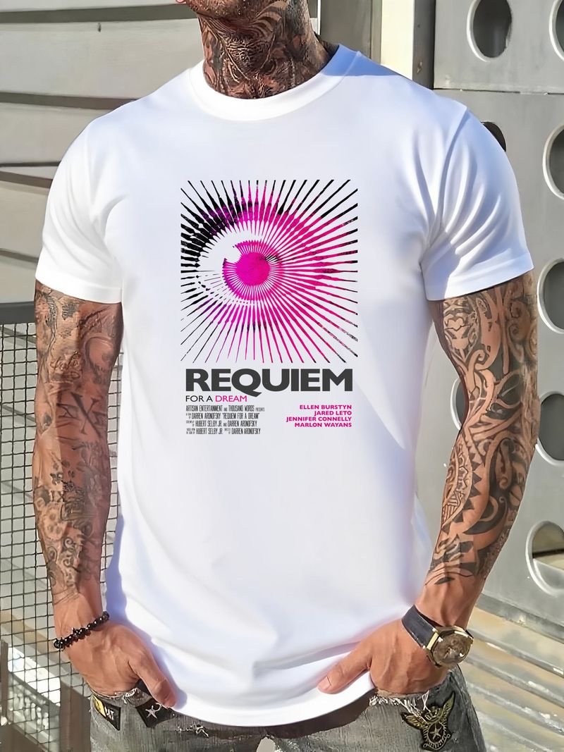 Maglietta Requiem For A Dream V4 in cotone naturale vintage con poster del film Beige Tutte le taglie S M L XL 2X 3X 4X 5X Streetwear Unisex Uomo Versatile_voghion.com