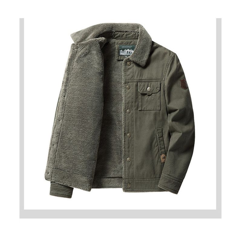 Giacca da uomo con colletto rovesciato, stile casual, in pile di cotone lavato, autunno inverno 2023_voghion.com