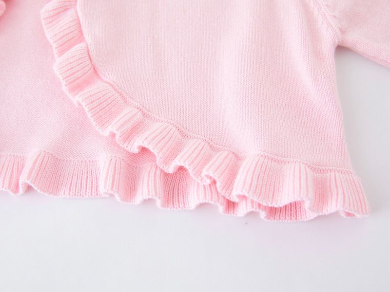 Handgehäkelte Strickjacke mit Blumenmuster für Babys und Kinder, weicher Strickpullover mit Rundhalsausschnitt, eleganter Prinzessinnen-Stil, Rot/Grau/Apricot – 90 cm bis 140 cm_voghion.com