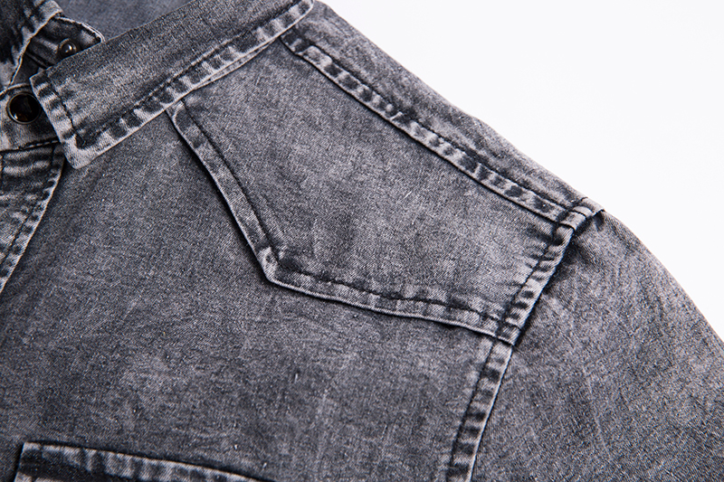 Erkek Giyim Kot kısa kollu slim fit gömlek erkekler için_voghion.com
