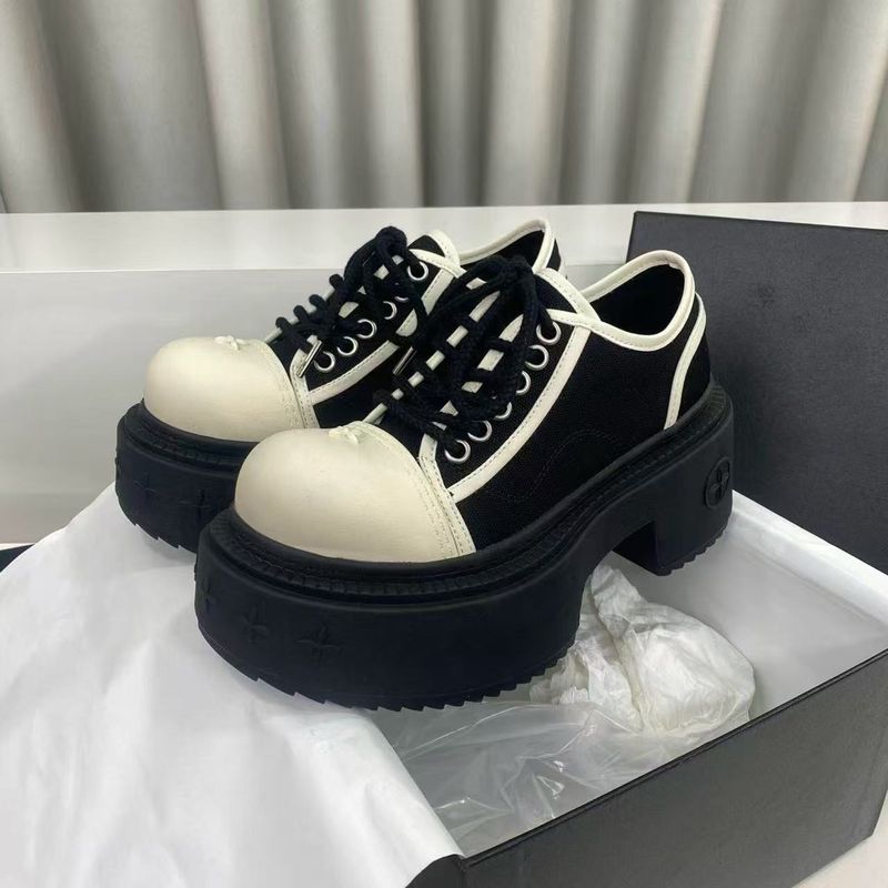 26ss Flower Cross S Derby New Wild Low-top Lace-up Casual Color-blocking Versatile Height-increasing Black And White Bi_voghion.com