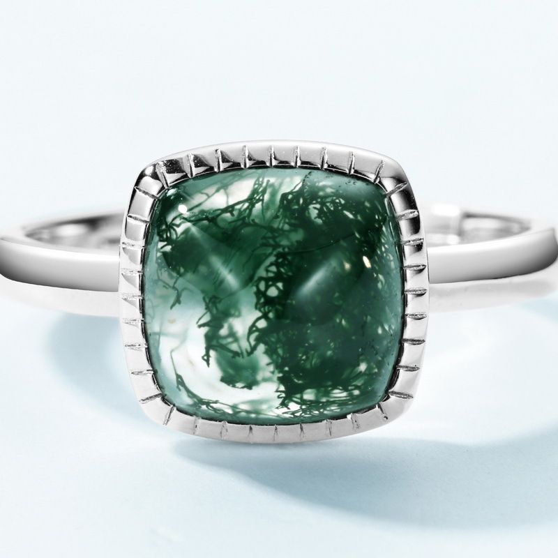Neuer Sugar Tower Ring aus natürlichem Wassergras-Achat, S925 Silber, eingelegter grüner Moosstein-Fingerring, einfache Anpassung_voghion.com