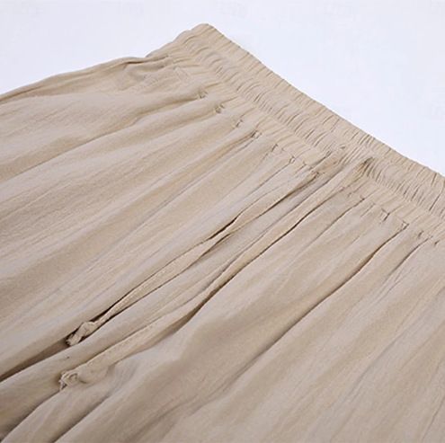 Men's Cotton Linen Cropped Trousers - Summer Casual Beach Pants With Drawstring Waist & Multiple Pockets | Lightweight Breathable Short Pants_voghion.com