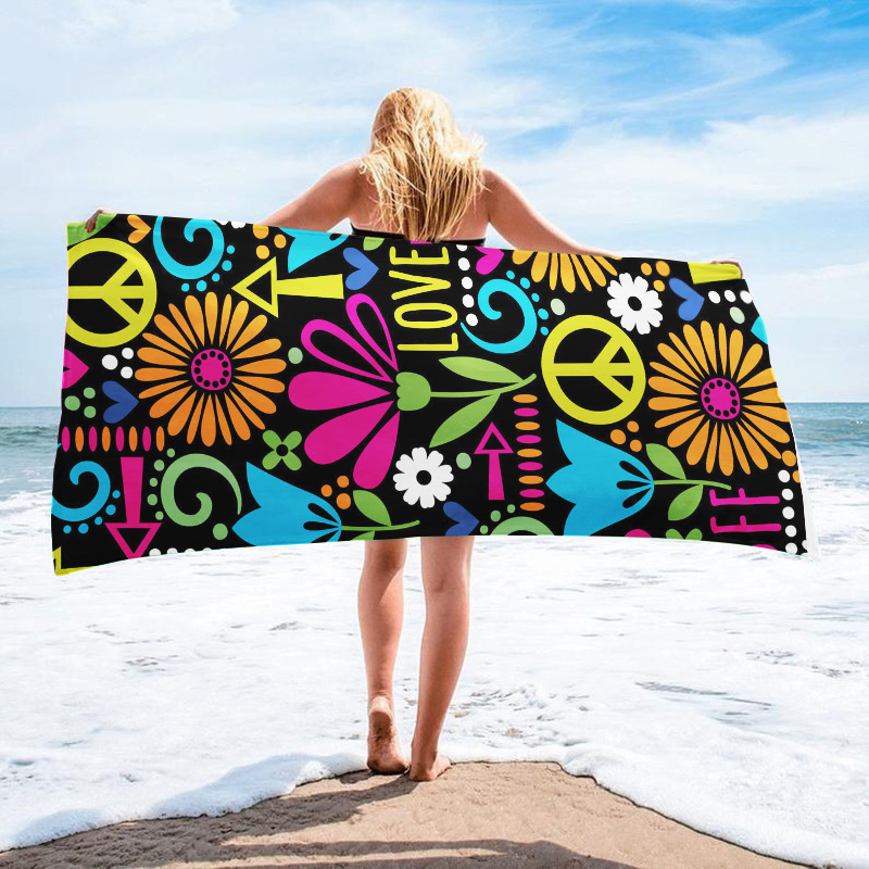Bedrucktes Surfhandtuch, Strandtuch aus ultrafeinen Fasern, saugfähiges Strandtuch für Erwachsene_voghion.com