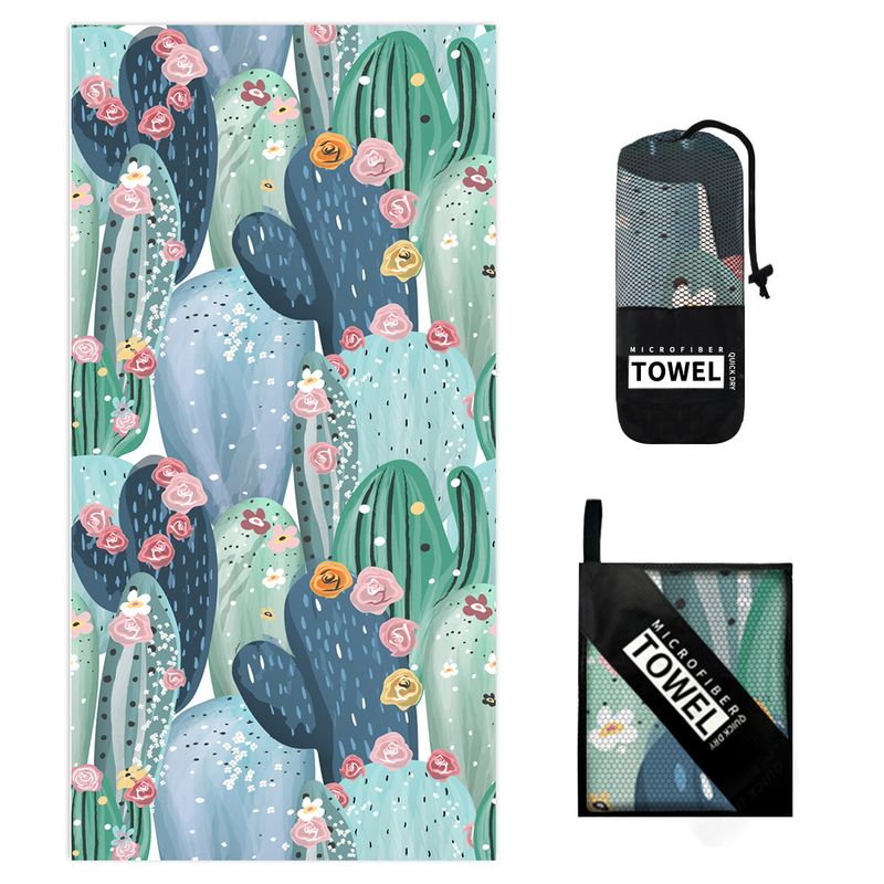 Asciugamano da spiaggia con stampa cactus - Asciugatura rapida e super assorbente_voghion.com