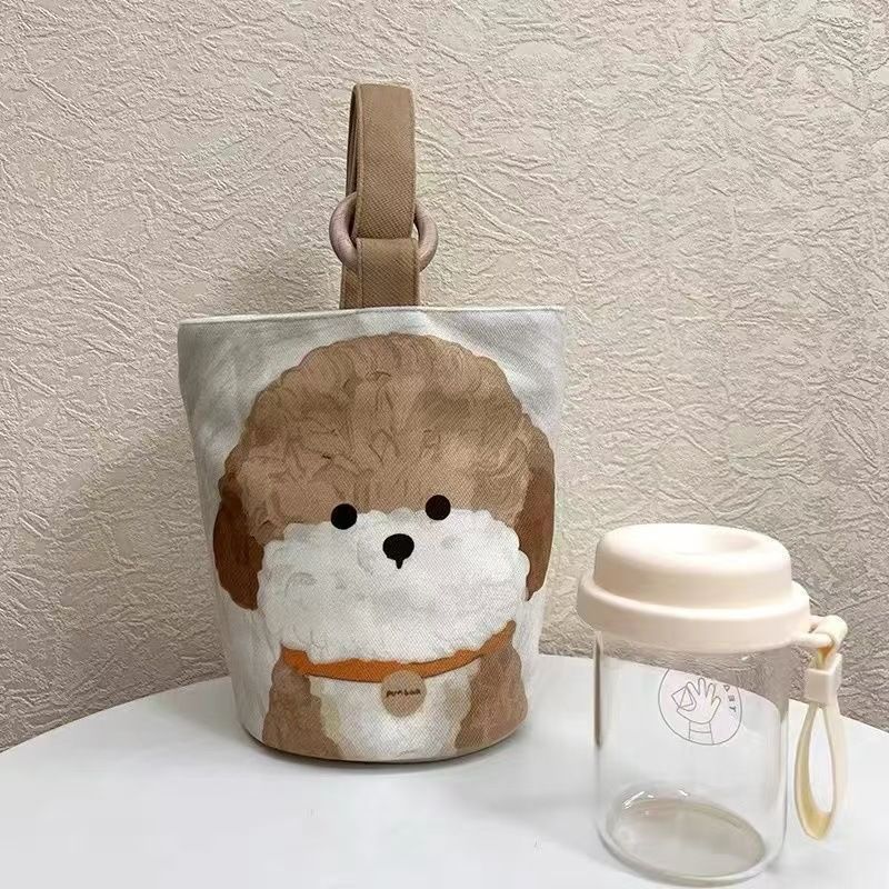 Borsa tote portatile per impiegati, secchiello in tela, graziosa borsa porta pranzo a forma di secchiello, borsa della mamma per uscire_voghion.com
