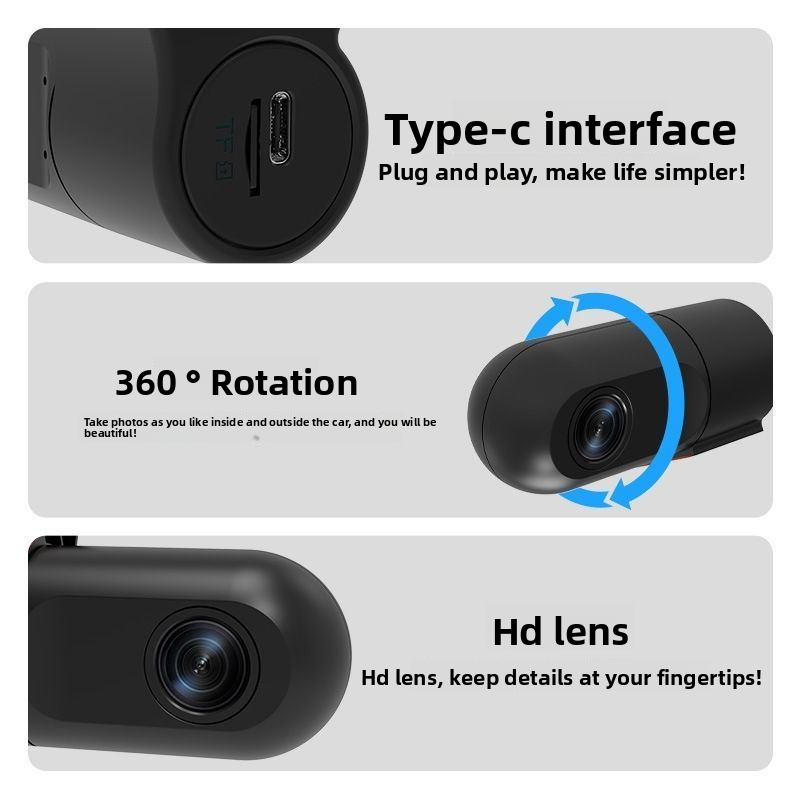 Hidden HD Dash Cam With Mobile WiFi Connection, 360 Rotating Lens, USB Plug-in, 1080P_voghion.com