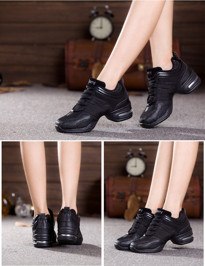 Scarpe sportive da donna in mesh traspirante con suola morbida e cuscino d'aria, da ballo moderno rialzato quadrato 2024_voghion.com