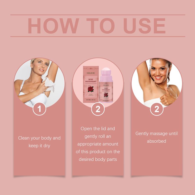 EELHOE Body Care Ball, Rose Flavor Natural Fragrance Dry Armpit Moisturizing Deodorant Convenient Care Stick_voghion.com