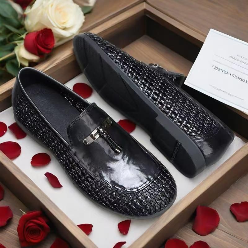 Glide Light 2025 Sommer Neuheit Handgefertigte, gewebte, atmungsaktive Freizeitschuhe aus Leder für Herren – Slipper zum Hineinschlüpfen_voghion.com