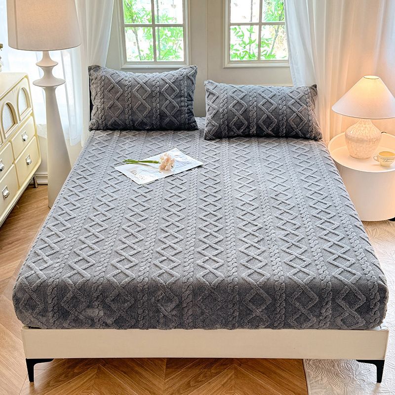 Premium Flanel Fitted Sheet Ultra Yumuşak Sıcak Sherpa Polar Yatak Örtüsü Derin Cep Hipoalerjenik Peluş Termal Battaniye Gibi Kış İçin Koruma_voghion.com