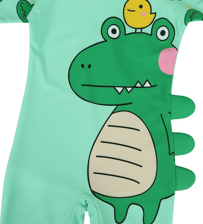 Mother & Kids summer children's clothing dinosaur print one-piece hooded swimsuit quick-drying breathable beach sunscreen baby swimsuit_voghion.com