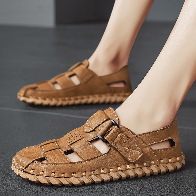 Unschlagbare Qualität italienische Herren atmungsaktive Strandschuhe, lässige Ledersandalen für den Außenbereich_voghion.com