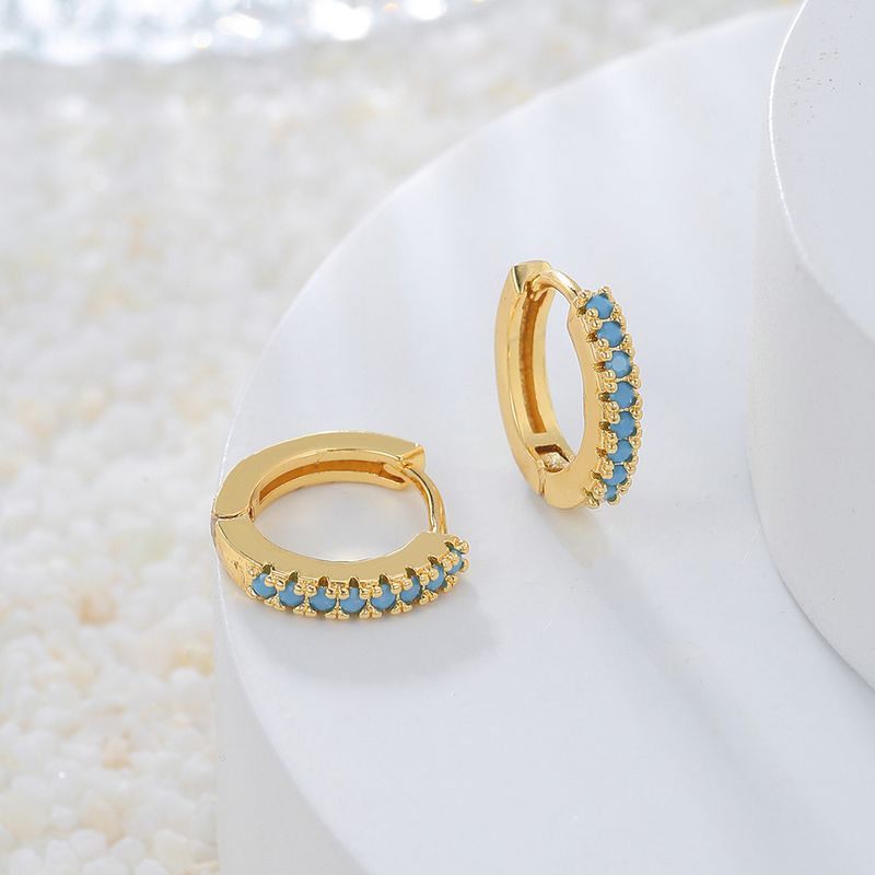 Popular Color Zircon Ear Buckle Micro-inlaid Geometric Ear Ring Temperament Simple Personality Earrings_voghion.com