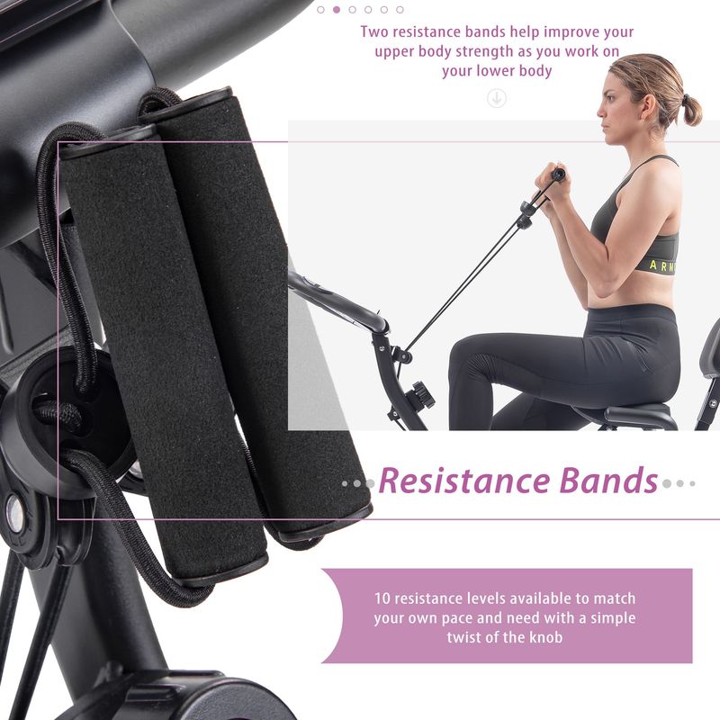Folding Exercise Bike, Fitness Upright And Recumbent X-Bike With 16-Level Adjustable Resistance, Arm Bands And Backrest_voghion.com