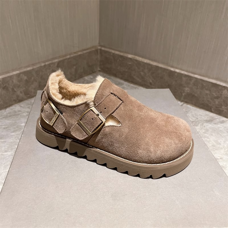 2023 Autumn/winter New Korean Edition Versatile Thick Sole, Plush, And Thickened Cotton Shoes, Mesh Red Fashion Round_voghion.com