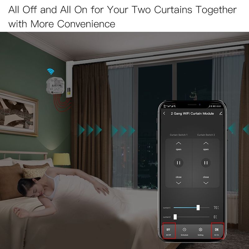 Tuya Wifi 2 Gang Double Curtain Bd Switch Module Roller Shutter Electric Motor Smart Life App With Home Alexa_voghion.com