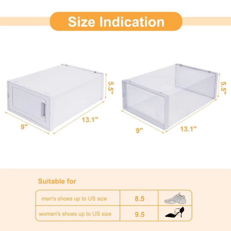 Plastic MoistureProof Thickened Shoe DustProof Storage White Simplicity And Transparent Boxes Pack 18PCS Of_voghion.com
