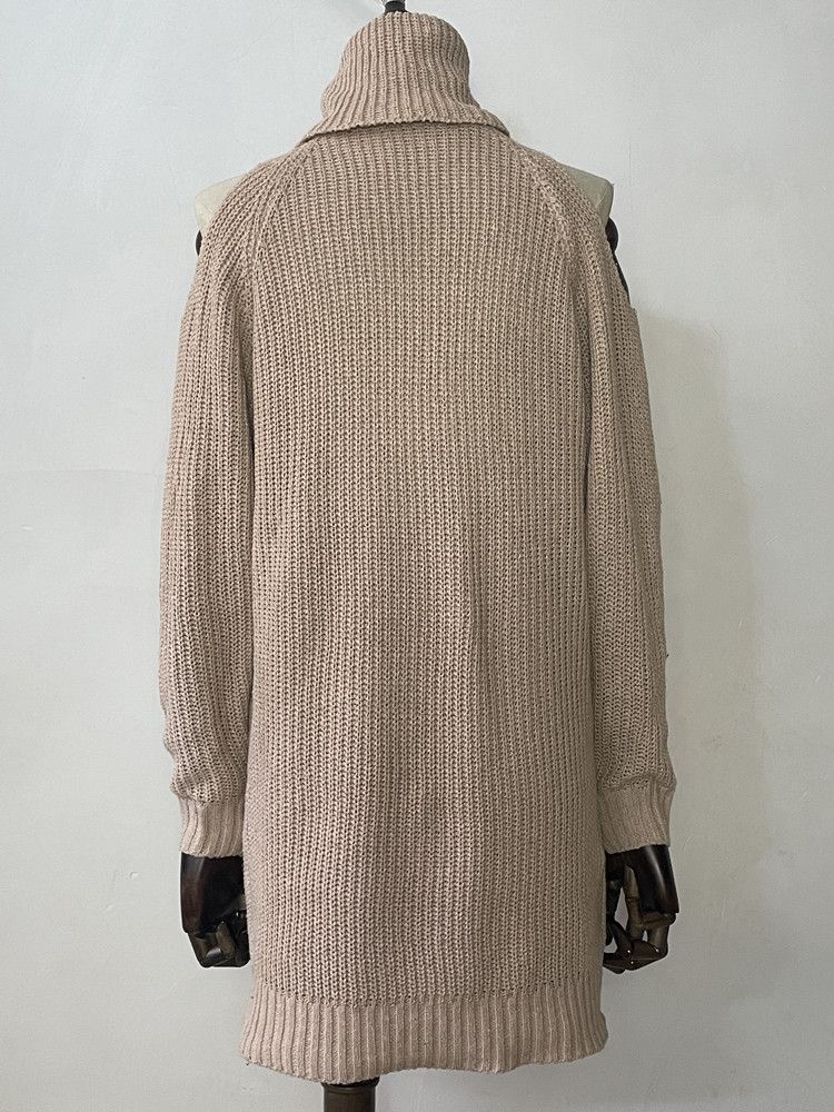 Suéter de mujer con cintura media y corte ajustado, suéter con cuello alto_voghion.com