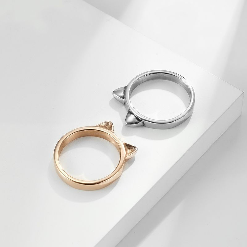Anello da mignolo con orecchie carine in acciaio al titanio per donna e ragazza con gatta_voghion.com
