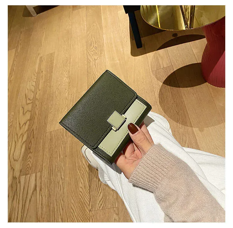 Korean Style Color-Block Fashion Short Wallet Ins Versatile Casual Female Student Money Clip Card Holder Coin Purse_voghion.com