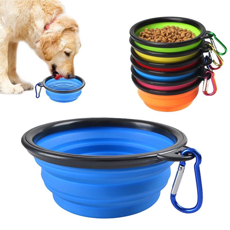 Tigela de silicone portátil dobrável 2 em 1 para alimentação de cães, dispensador para animais de estimação, recipiente de viagem para cães e gatos, da PawParty Store_voghion.com