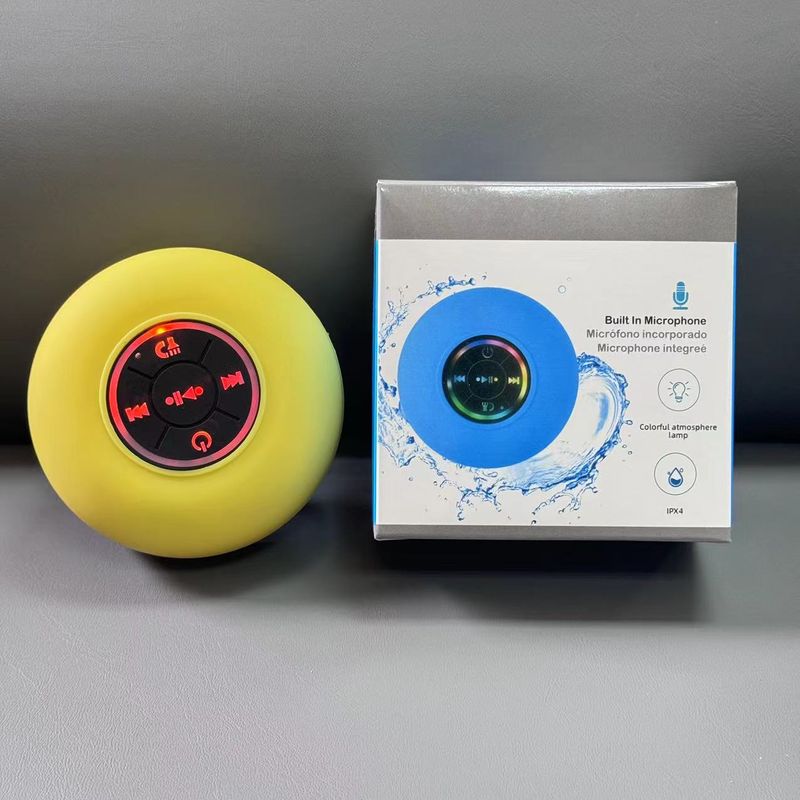 Enceinte Bluetooth sans fil portable et étanche avec LED colorées et ventouse pour salle de bain_voghion.com