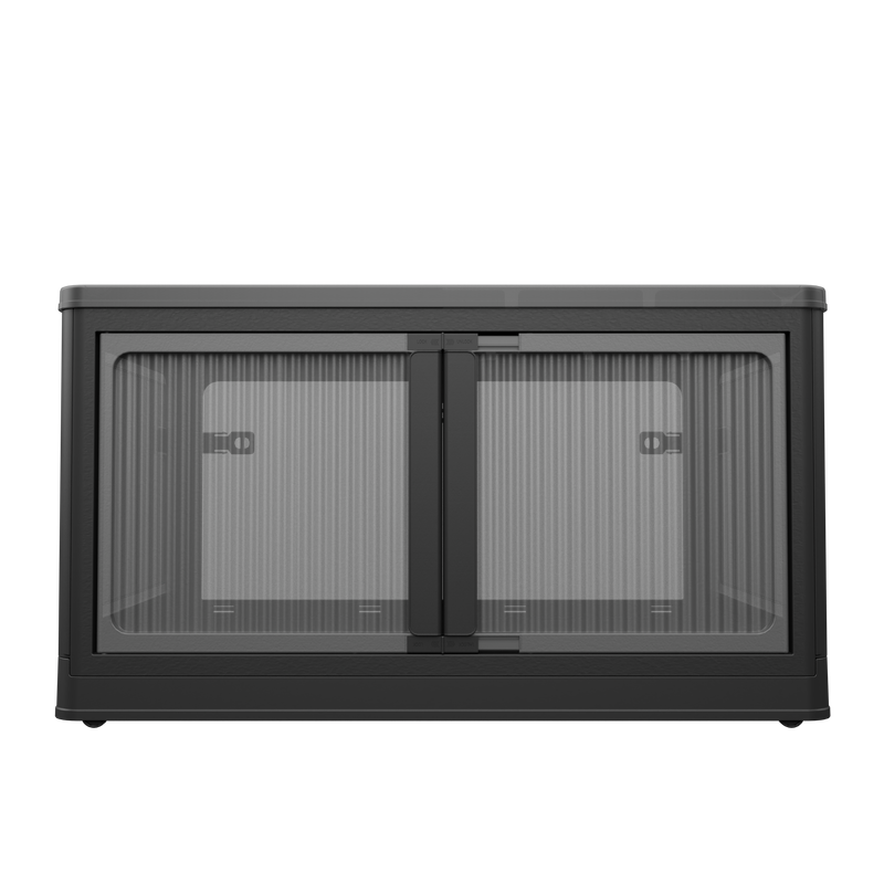 506QT 4-Pack Transparent Stackable Storage Bins With 5 Doors To Open With Wheels, Folding Plastic Craft Containers Large Closet Organizers Box For Bedrooms Living Rooms Study Kids' Toys, Black_voghion.com