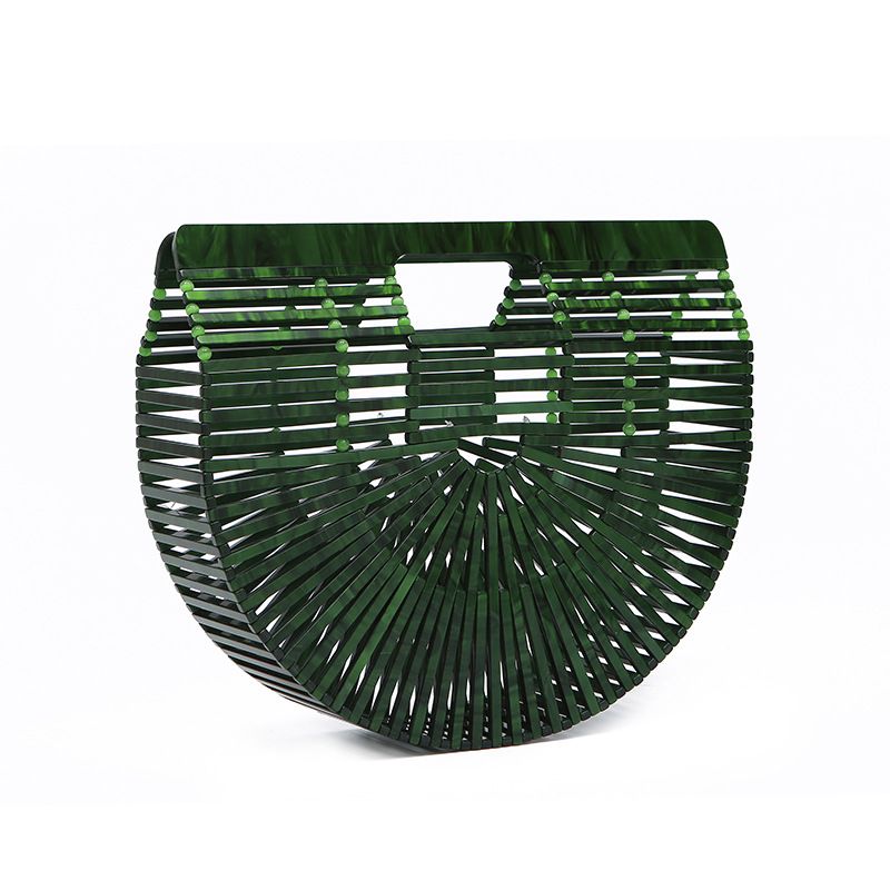 Nuova borsa da sera in acrilico intrecciata a mano creativa da donna, pochette a righe intrecciata a mano, borsa da banchetto per donna_voghion.com
