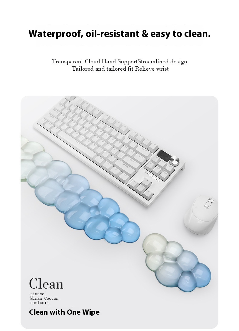 Cloud Keyboard Hand Rest Silicone Transparent Wrist Rest Gradual Change Mouse Pad Office Mouse Hand Rest_voghion.com