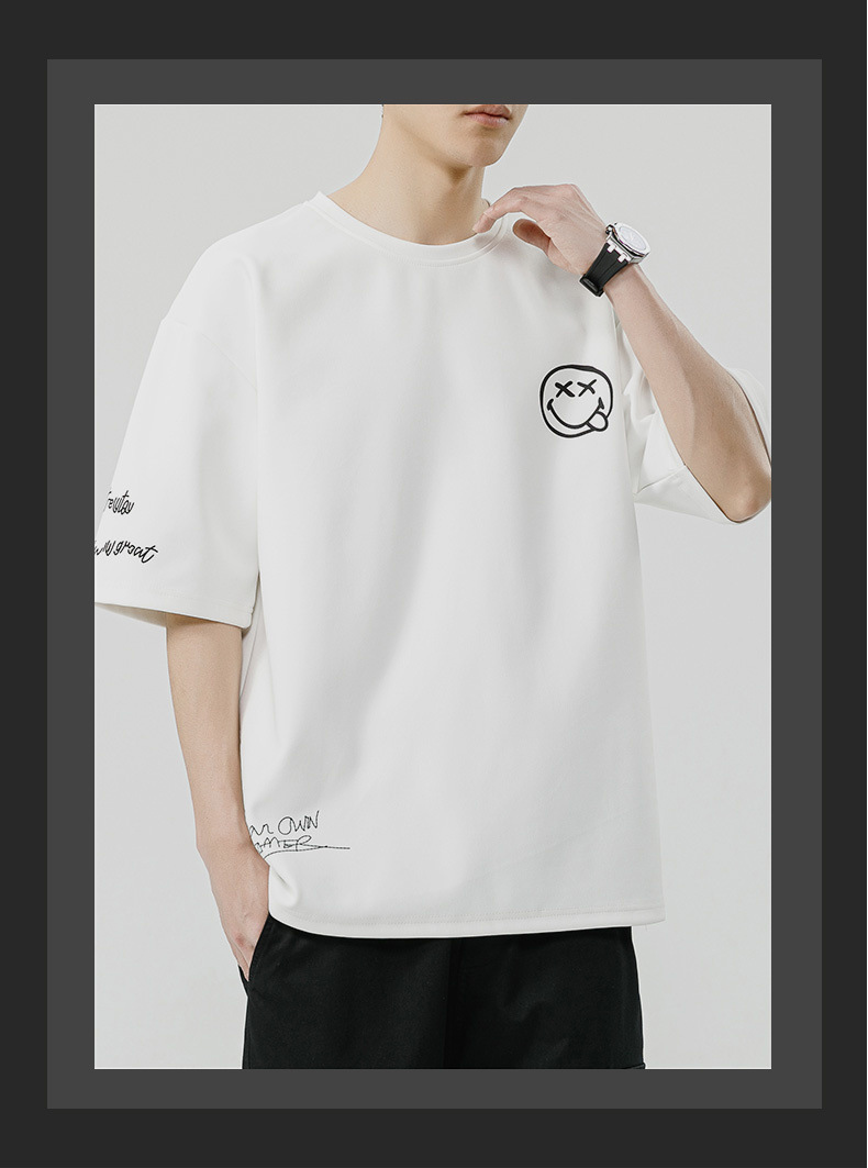 American Versatile Herren Kurzes Instagram Trendy Loose Oversized Top Sommer Paar Halbarm T-Shirt_voghion.com