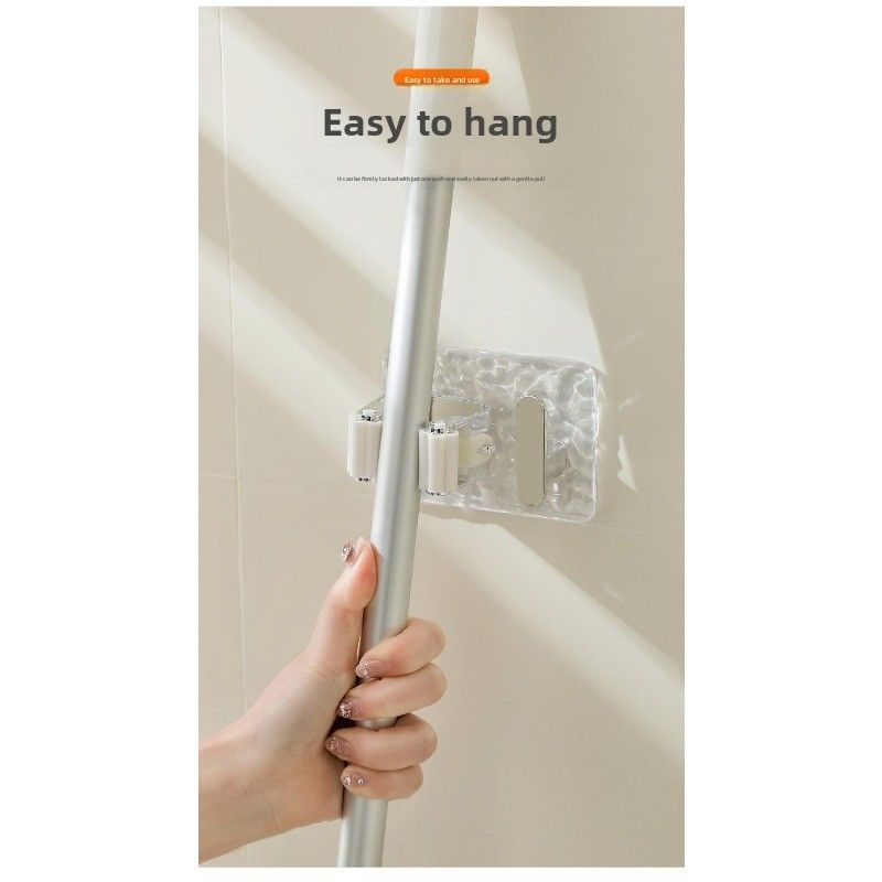 Mop clip, mop clip, super viscose hook, no punching, bathroom mop storage rack, wall storage artifact_voghion.com