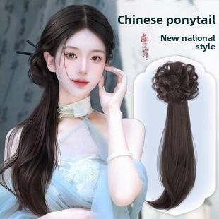 V-förmige Lockenperücke Flauschiges Haar Volumen Einteilige Kunsthaarperücke Weiblich Langes Haar Unsichtbares Nahtloses Haarteil Sommer_voghion.com