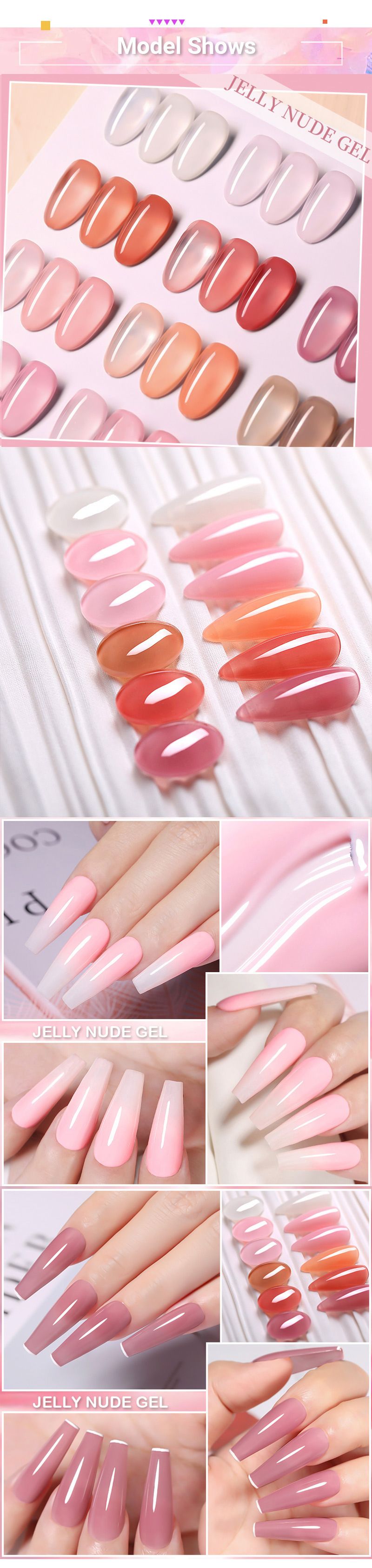 LILY'CUTE New Jelly Icy Translucent Nagellack – Halbtransparenter Feenrosa-Nude-Hautton | Langanhaltendes Soak-Off-Gel für eine natürliche Maniküre_voghion.com