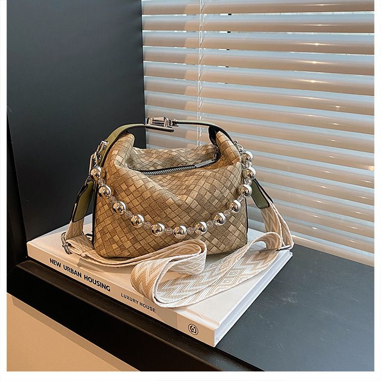 Nuova borsa a secchiello con perline in tessuto in stile cinese per le donne 2024 Nuova borsa a tracolla con catena e piccola borsa_voghion.com