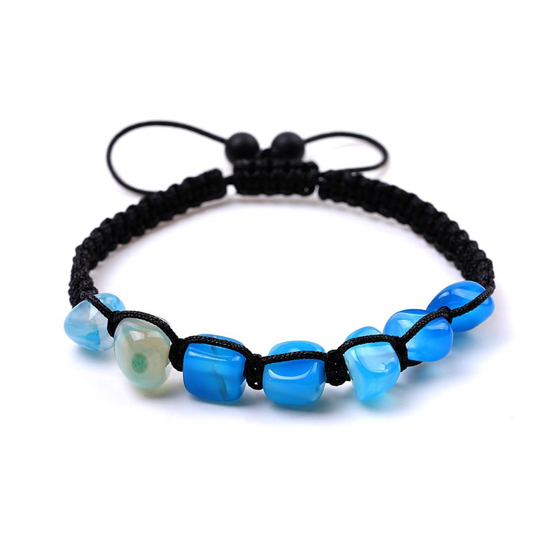 Colorful Free-Form Braided Bracelet - Red, Green & Lemon Yellow Irregular Agate Beaded Jewelry, Handmade Boho Style_voghion.com