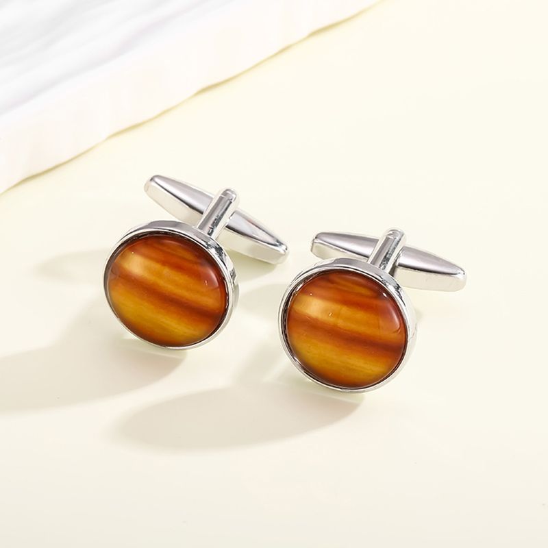 new round diamond crystal men's business cufflinks shirt cuff nails banquet alloy metal_voghion.com
