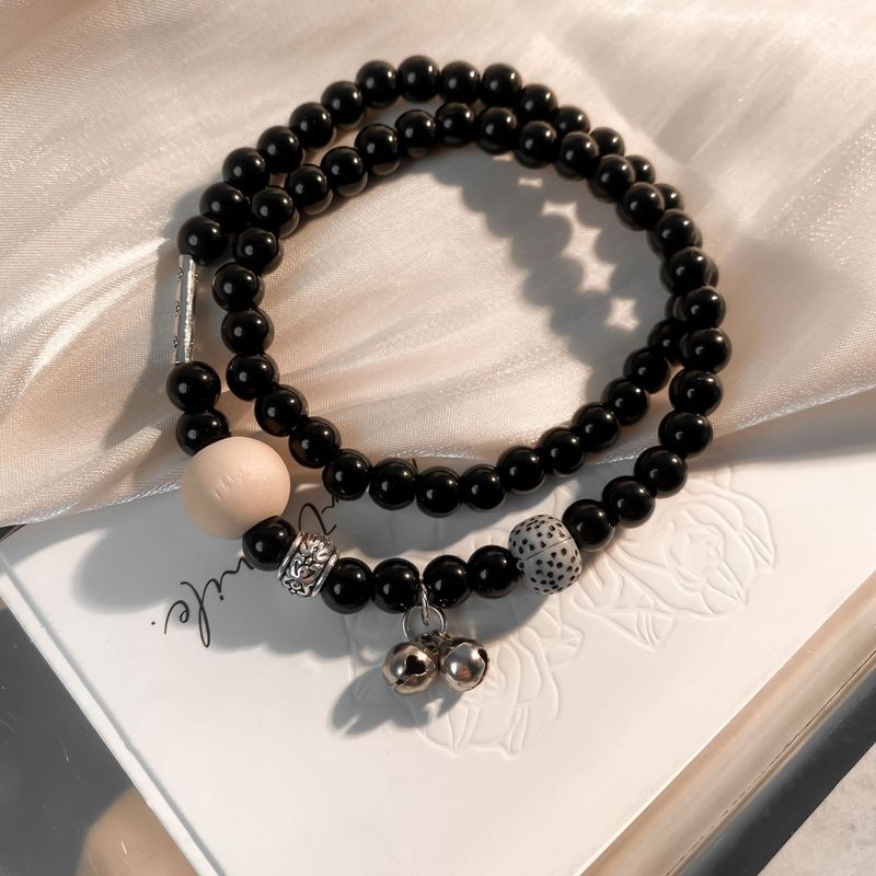 Bracelet en bois de style chinois avec perles et niche, simple et personnalisé, multicouche, pour étudiante_voghion.com