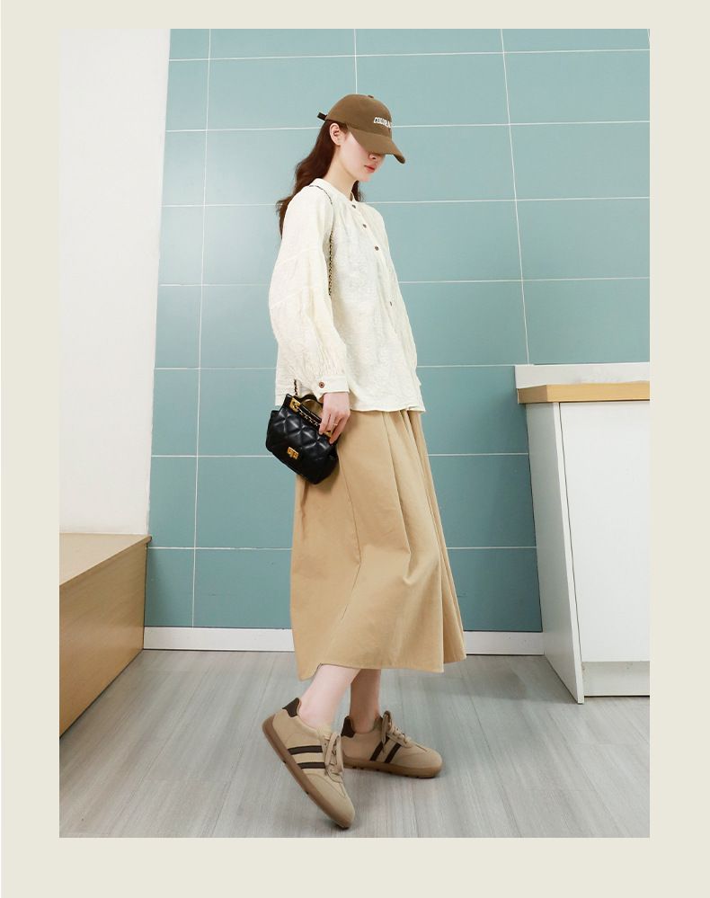 Universal Matte Leather Women's Trainers 2025 New Spring Autumn Soft Sole Flat Lace Up Shoes_voghion.com