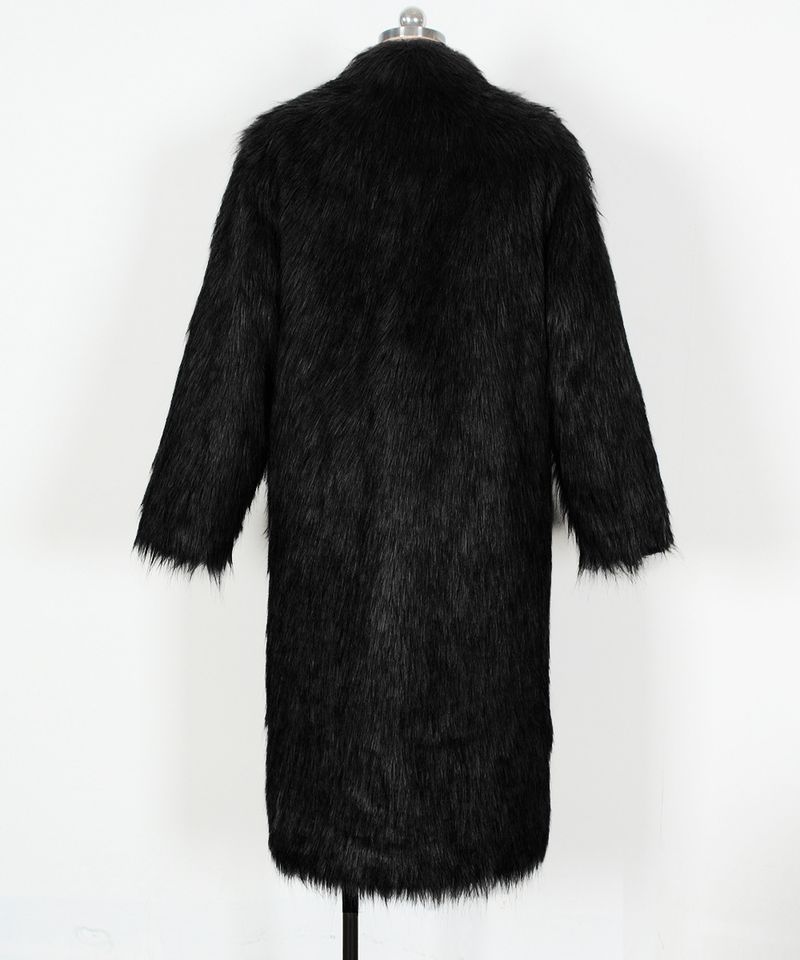 Eleganter Stehkragen-Fuchspelzmantel aus Kunstpelz – Langer Damenmantel für den Winter, winddicht & stylisch_voghion.com