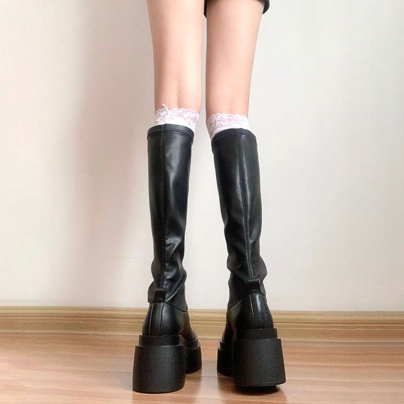 Stivali da equitazione lunghi e alti con tubo elastico e snellente Shorty Le, consigliati dai blogger, con suola spessa da donna_voghion.com