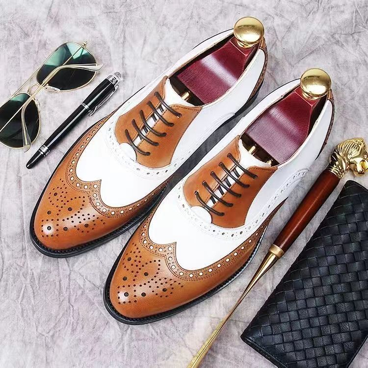Vīriešu Brogue apavi Vīriešu Oksfordas formāli Brogue mežģīņu āda _voghion.com